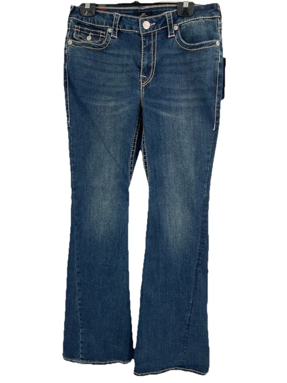 True Religion Womens Joey Flare Jeans Twisted Seam Medium Wash Size 30
